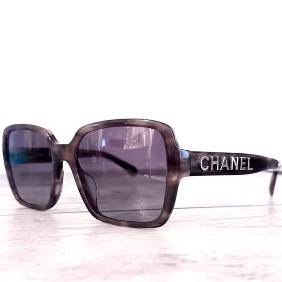 CHANEL 5408 Light Brown Havana and Purple Lens Square Sunglasses - Picture 2 of 8